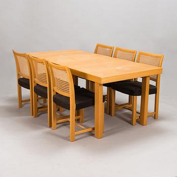 Carl Gustaf Hiort af Ornäs, , A 1950s 'Näyttely Senior' dining table and 6 chairs for HMN Huonekalu Mikko Nupponen.