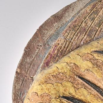 Tyra Lundgren, a wall sculpture 'Yellow fish', executed in her own workshop, Sweden, probably 1950s.