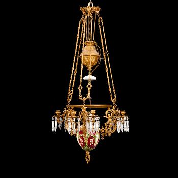 TAKFOTOGENLAMPA, majolika, tidigt 1900-tal. Diam c:a 60 cm.