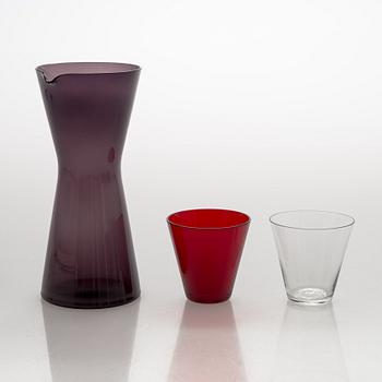 Kaj Franck, dricksglas, 16 st, "Kimara" 2744 och karaff, modell 1610, Nuutajärvi Notsjö 1950-60-tal.