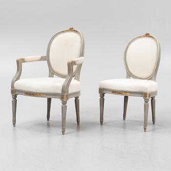 A 14-piece Gustavian style dining suite, mid 20th Century.