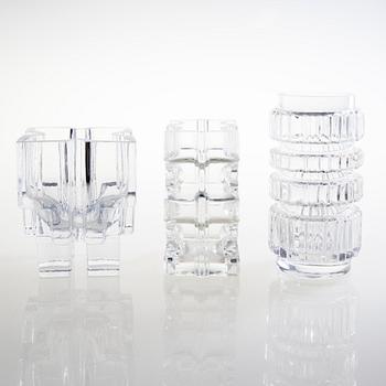 HELENA TYNELL, three 1970's vases signed Riihimäen Lasi Oy, Helena Tynell.