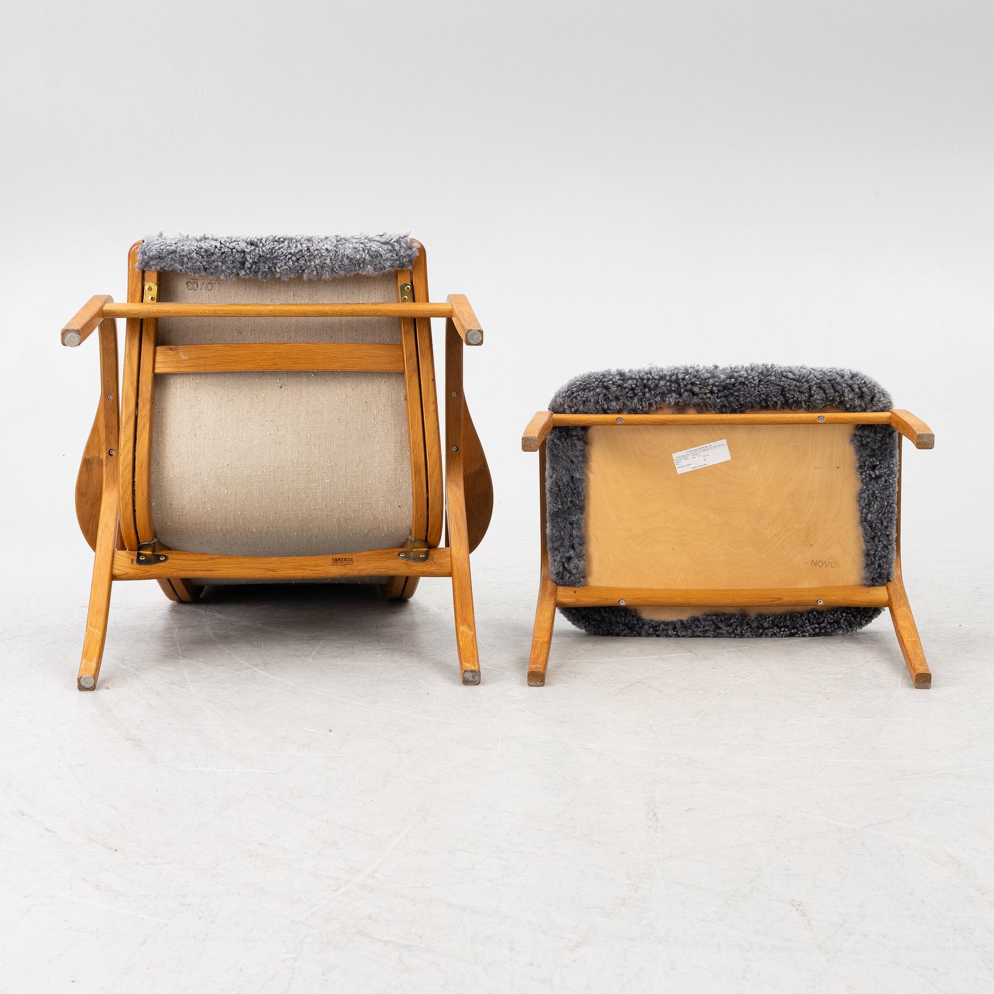 Yngve Ekström, a 'Lamino' armchair with ottoman, Swedese, Sweden, 2020's.