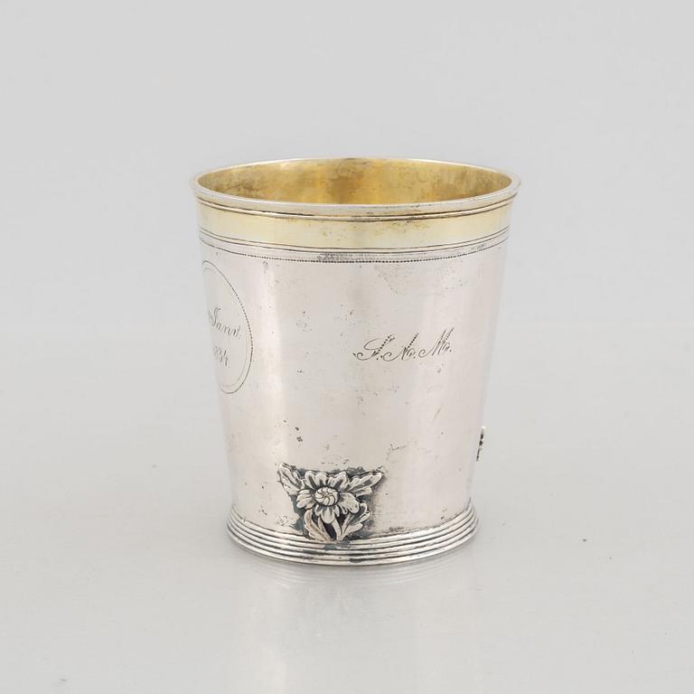 A Danish parcel-gilt silver beaker, mark of Peter Terpager Hagen, Copenhagen 1791.