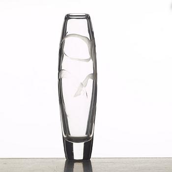 Vicke Lindstrand, an engraved glass vase, Kosta, Sweden 1950's.