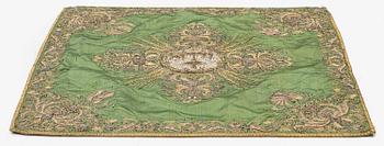An Italian chalice veil, mid 18th century, c. 58 x 60 cm.