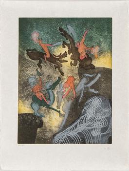 ROBERTO MATTA, Suite with 10 aquatints in colours, 1975, on Japon nacré paper.