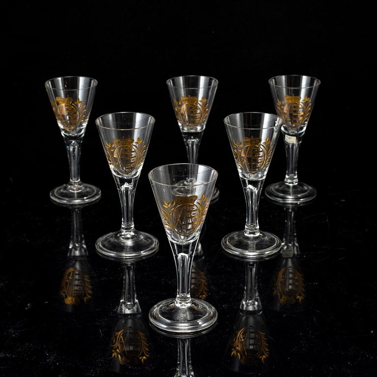 A set of six armorial glasses, presumably German, 20th Century.