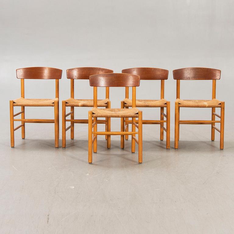 Børge Mogensen, stolar, 5 st, "J39", Fredericia Stolefabrik. Danmark 1900-talets mitt.