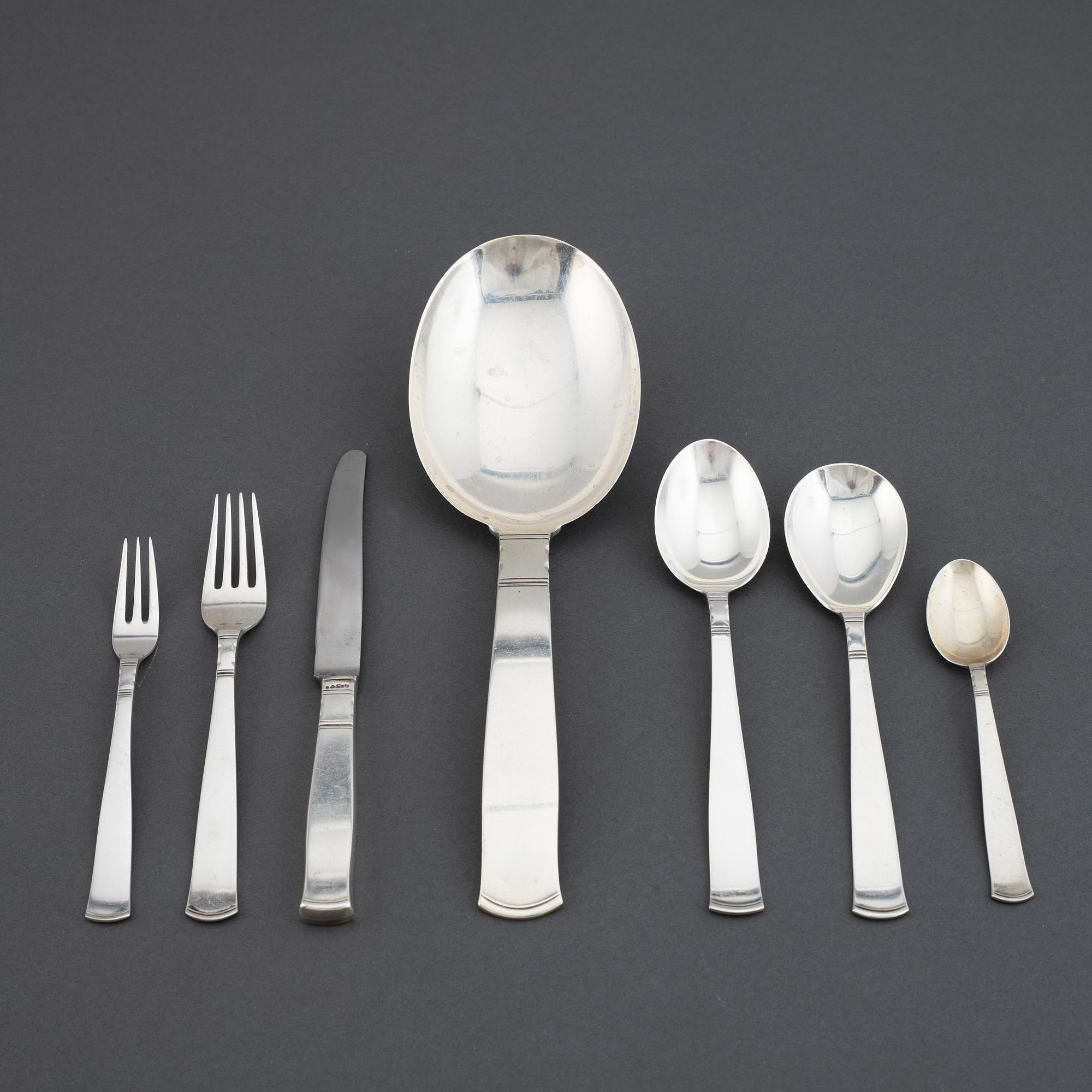 JACOB ÄNGMAN, Rosenholm, bestickservis, 33 delar, silver, GAB.