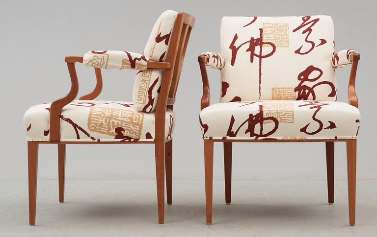 A pair of Josef Frank cherry armchairs, Svenskt Tenn, model 969.