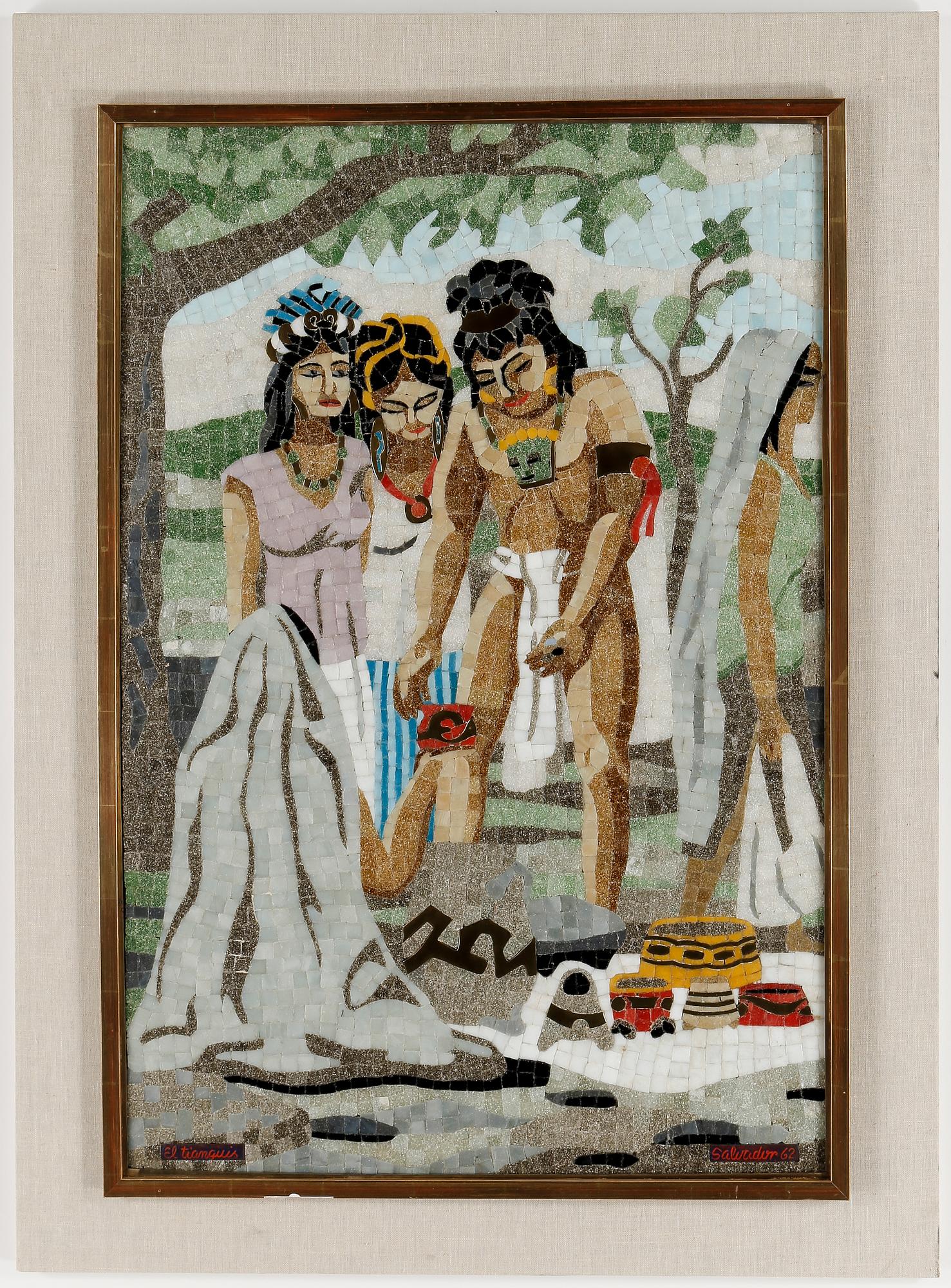 SALVADOR TERAN, mosaik. Signerad och daterad 1962.