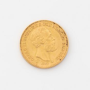 Oscar II, guldmynt, 10 kronor, 1883.