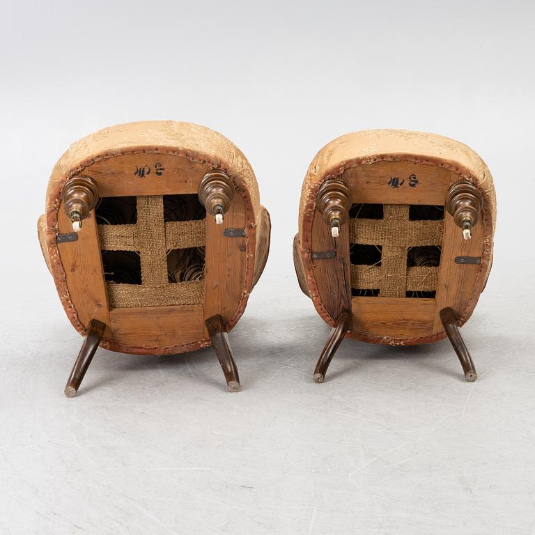 Salongsgrupp, 3 delar, med Drottning Sofias emblem, sent 1800-tal.