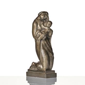 Thorwald Alef, a pewter sculpture "The Madonna with Child", model "1137", Firma Svenskt Tenn, Stockholm 1929.