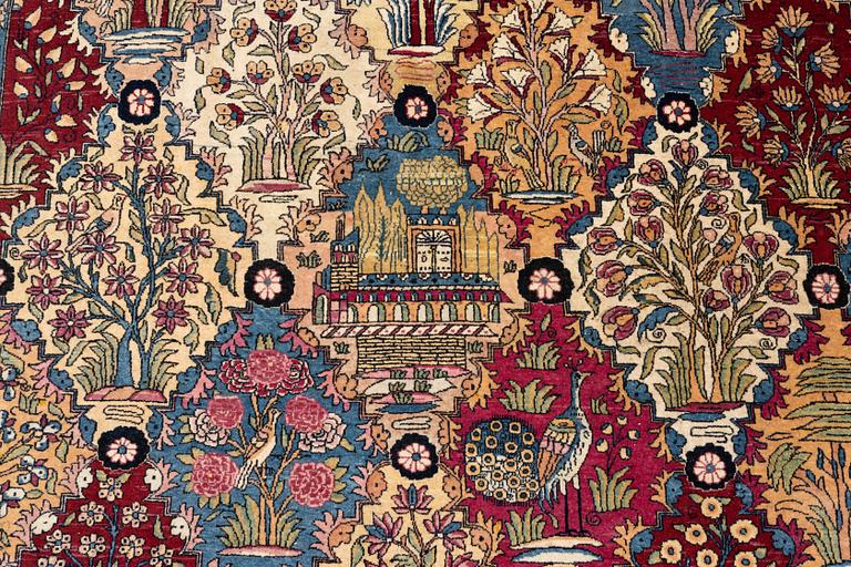 A carpet, figural semi-antique Kerman /Teheran, ca 319 x 210--215 cm.