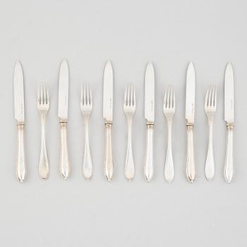 Gustaf Möllenborg Company, eleven pieces silver of fruit cutlery, Stockholm, Sweden, 1914-21.