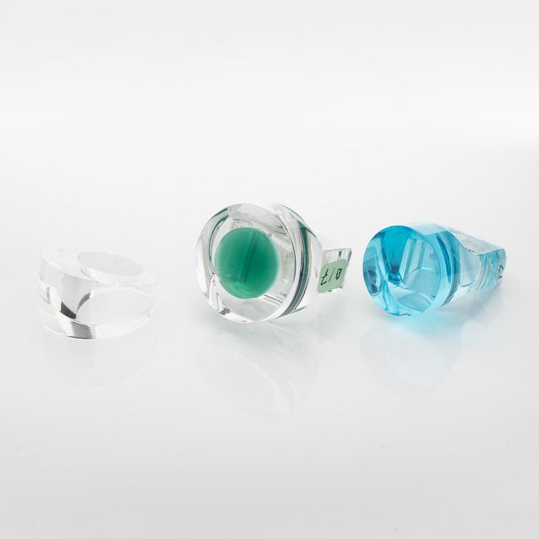 Siv Lagerström, three acrylic plastic rings, 1970s.