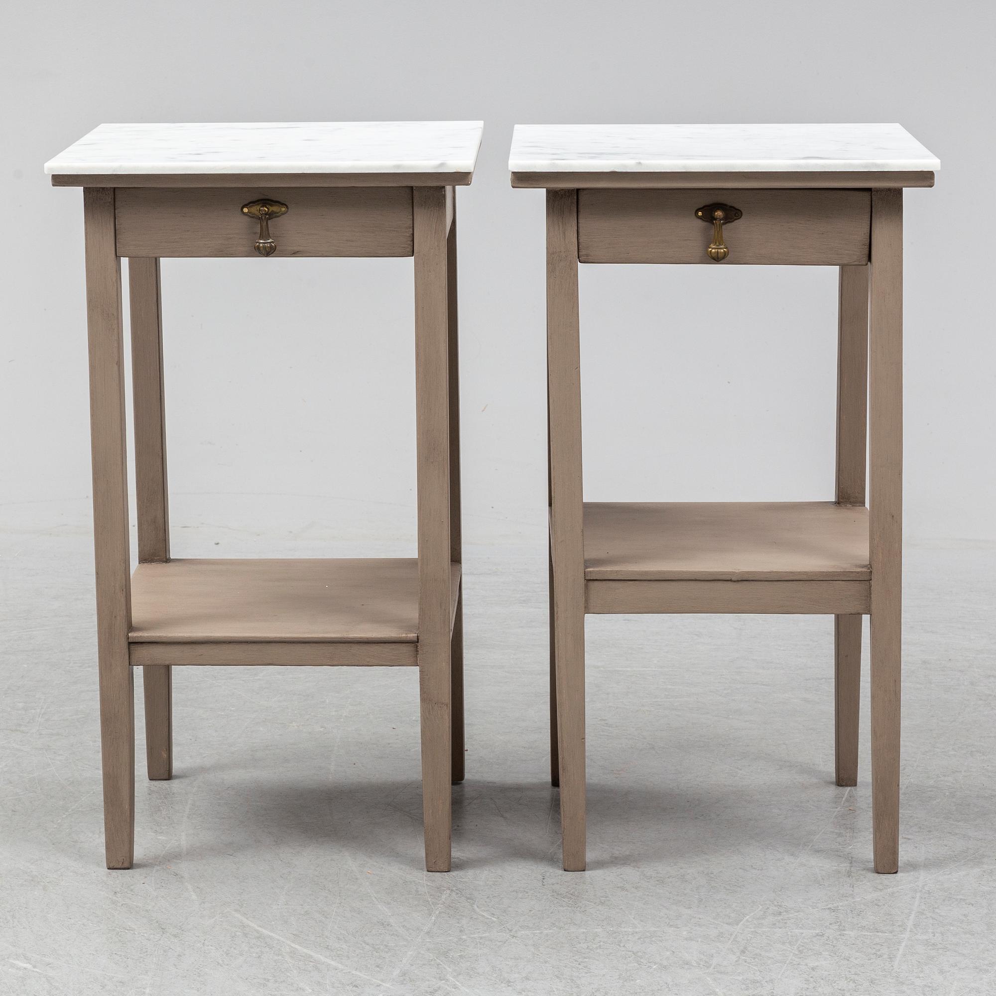 A pair of bedside tables, mid 20th century.