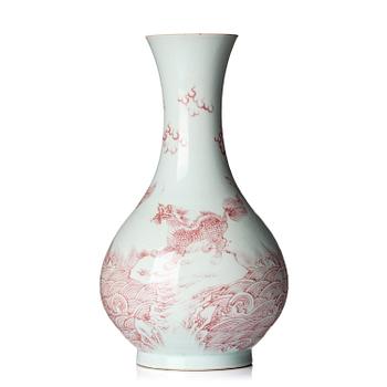 1063. An underglaze red 'mythical creature', vase, presumably Republic.