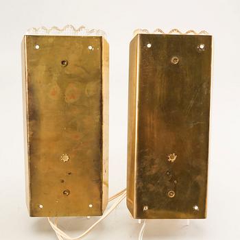 Carl Fagerlund, vägglampor, 2 st, Orrefors, 1950-60-tal.