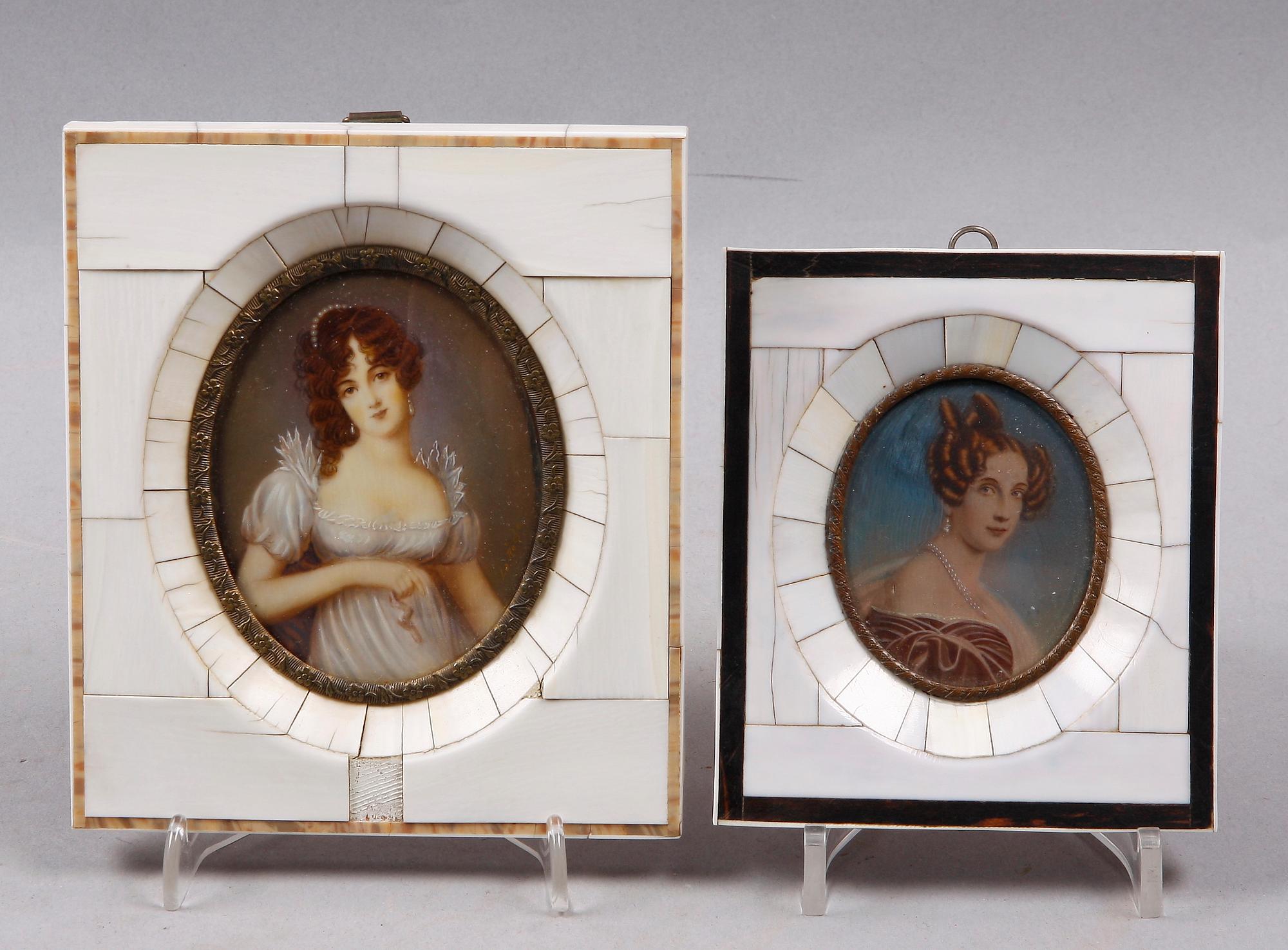 MINIATYRMÅLNINGAR, 2 st, tidigt 1900-tal.