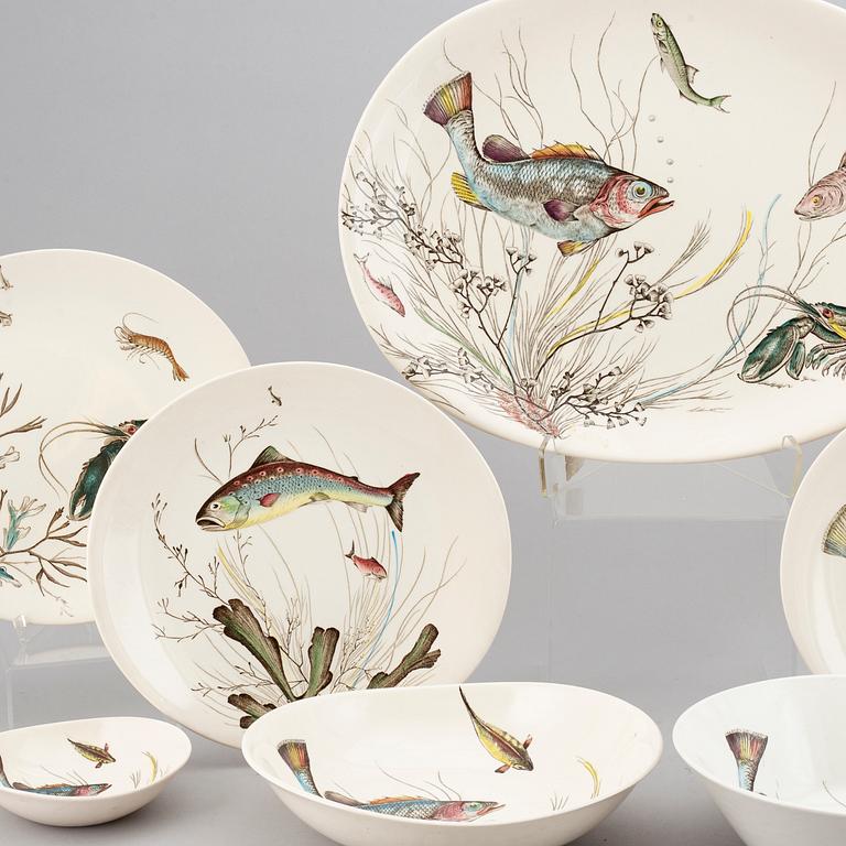 A part 'Fish' earthenware dinner service, Johnson Bros, England (74 pieces).