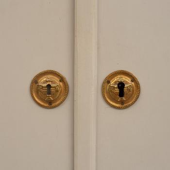 A grey painted Gustavian cabinet, circa 1800.