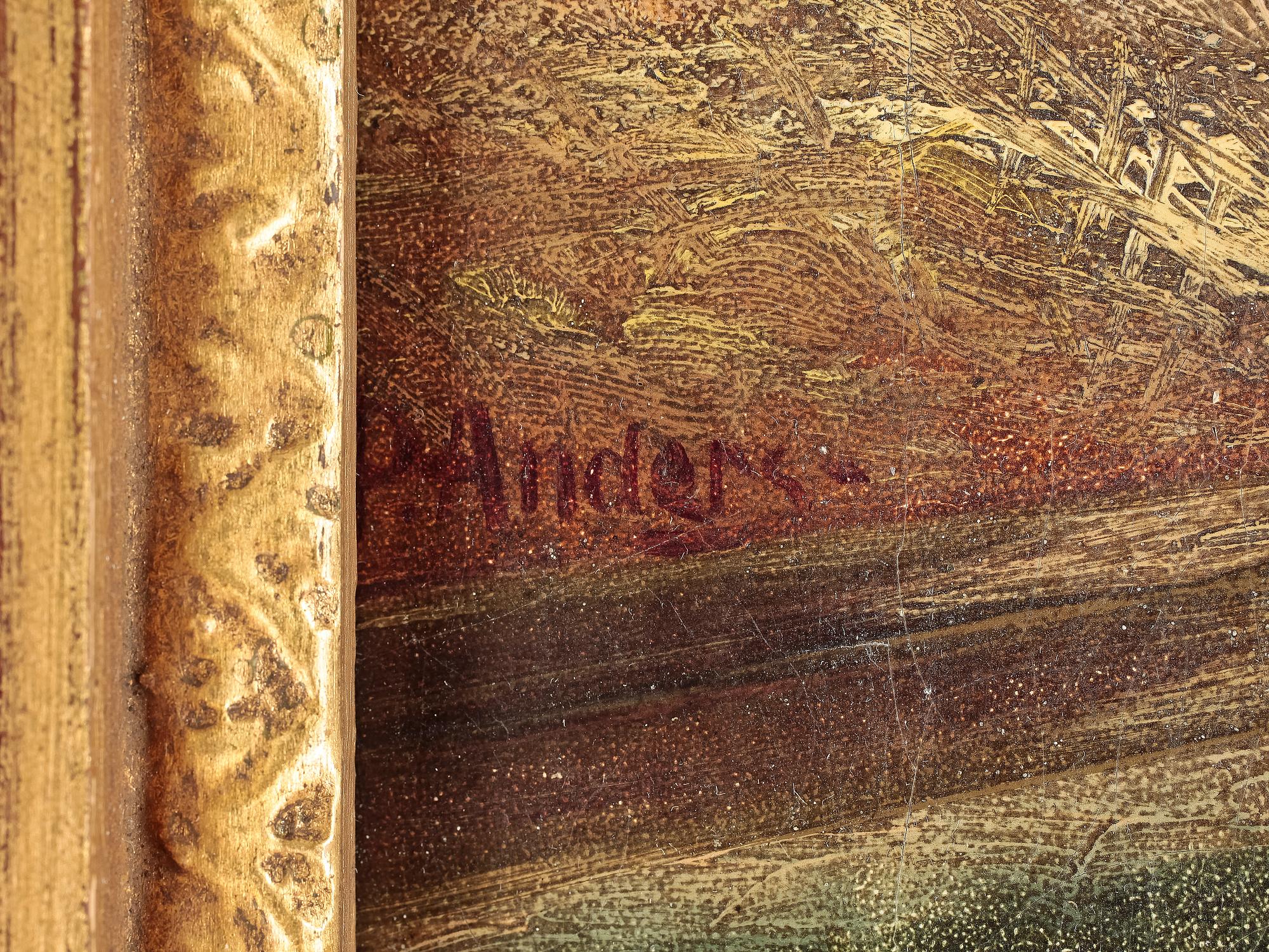 OKÄND KONSTNÄR, 2 st, olja på duk, Bär sign P. Anders, 1800-tal.