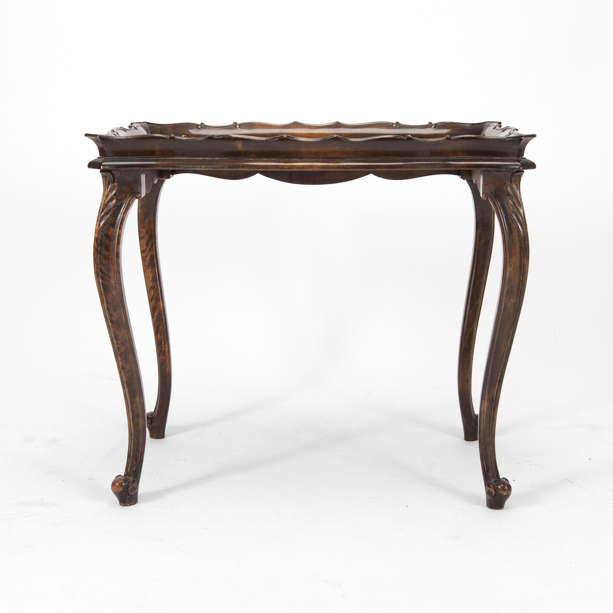 SATSBORD, 2-delat, Chippendale-stil, 1930-tal.