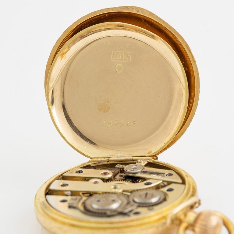 Pocket watch, 18K gold, 32 mm.