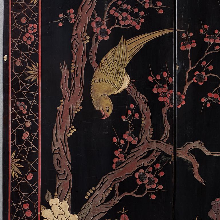 A six leaf coromandel lacquer screen, Qing dynasty (1644-1912).