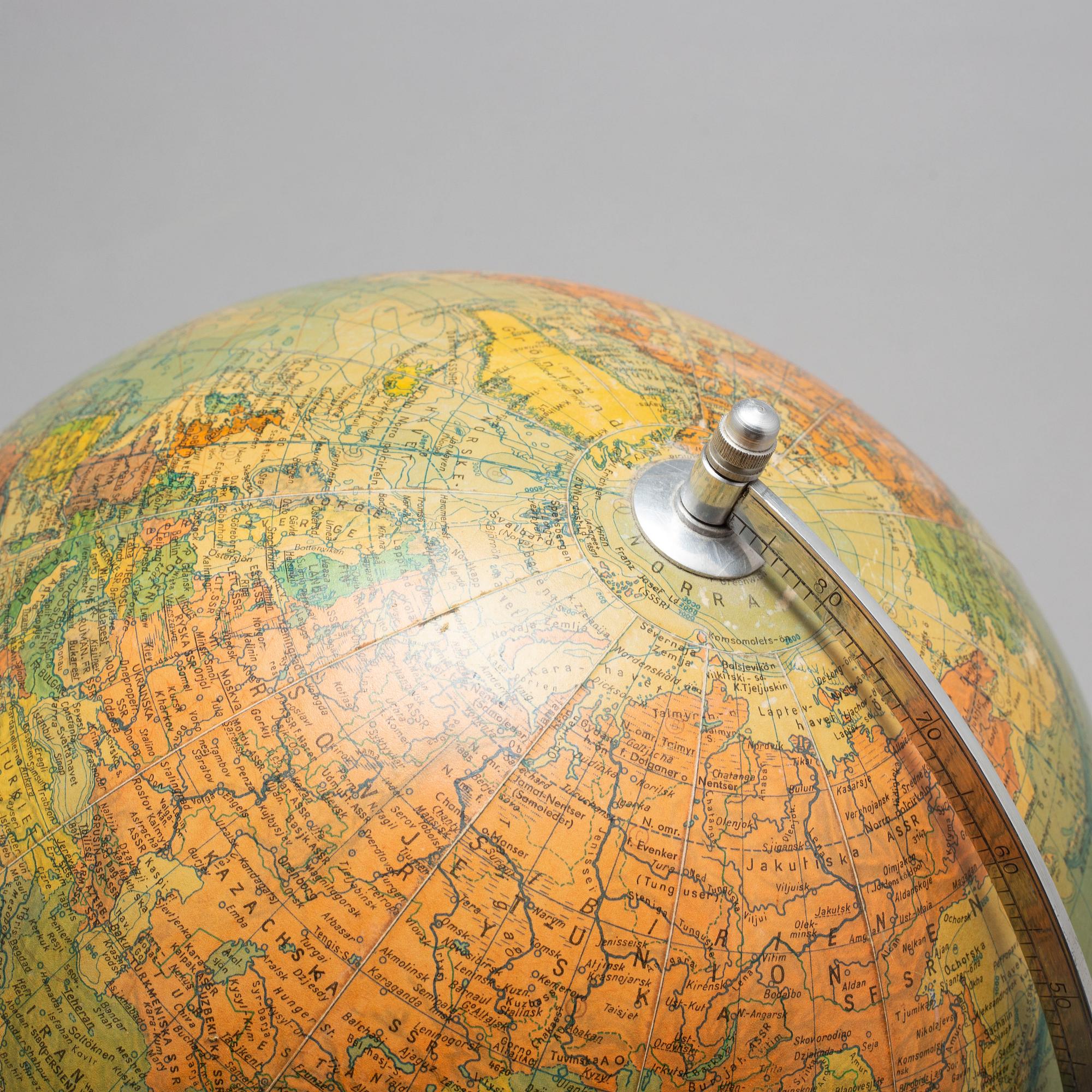 JORDGLOB, Räths Fysisk-politiska jordglob, 1900-talets mitt.