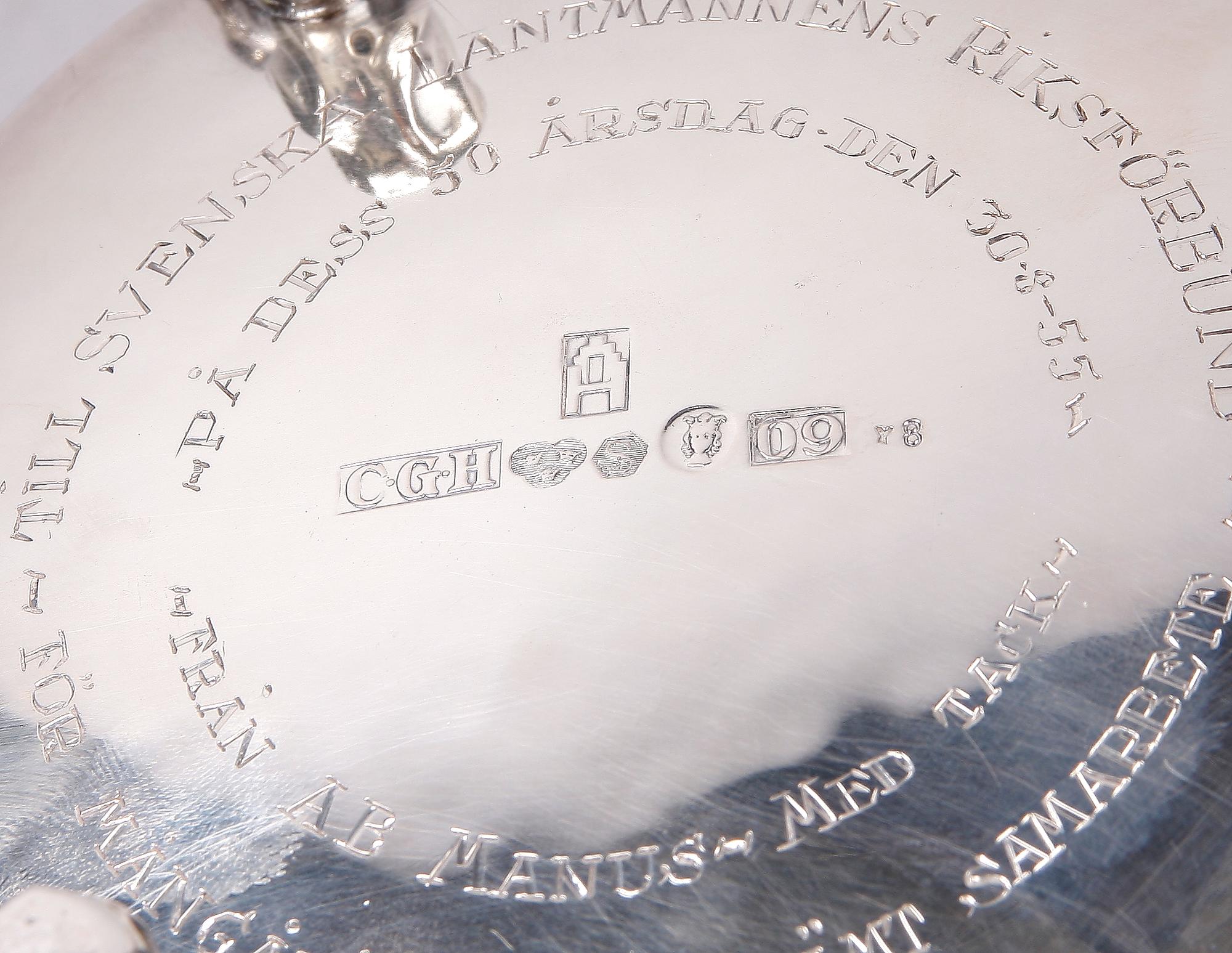 STOP, silver, barockstil, CG Hallberg Stockholm 1964. Vikt ca 810 gram.