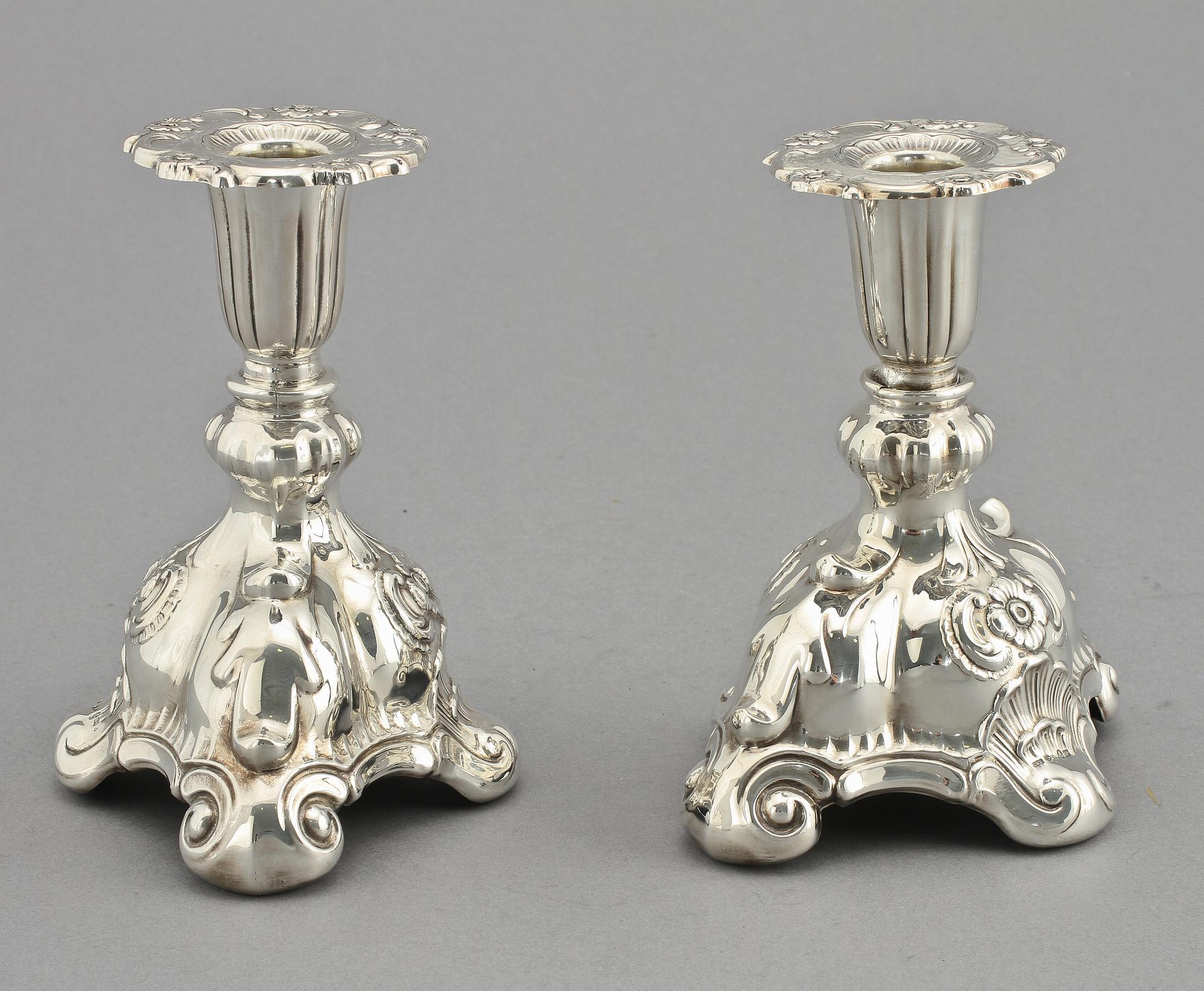 LJUSSTAKAR, ett par, silver, CG Hallberg, Stockholm, 1944.