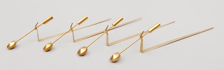 VÄGGLAMPETTER, 4 st, mässing, Pierre Forsell, Skultuna.