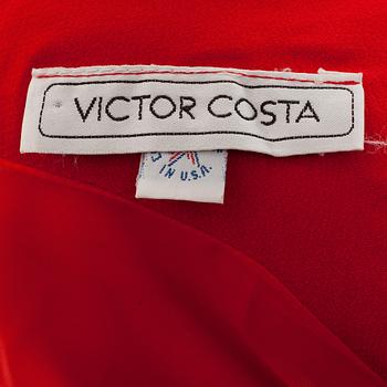 VICTOR COSTA, a red silk coctaildress.