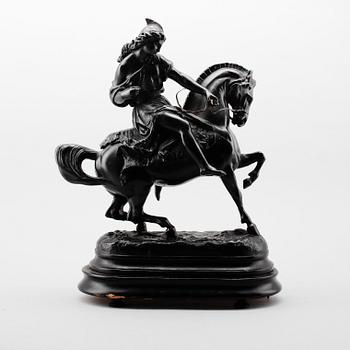 SKULPTUR, svartmålad metall, omkring år 1900.