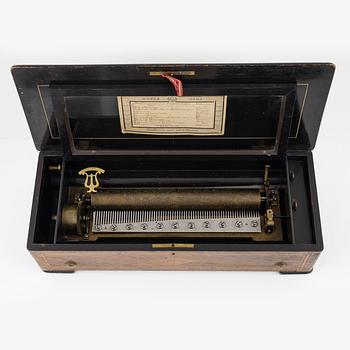 A cylinder music box, Fabrique de Geneve, Switzerland, late 19th century.