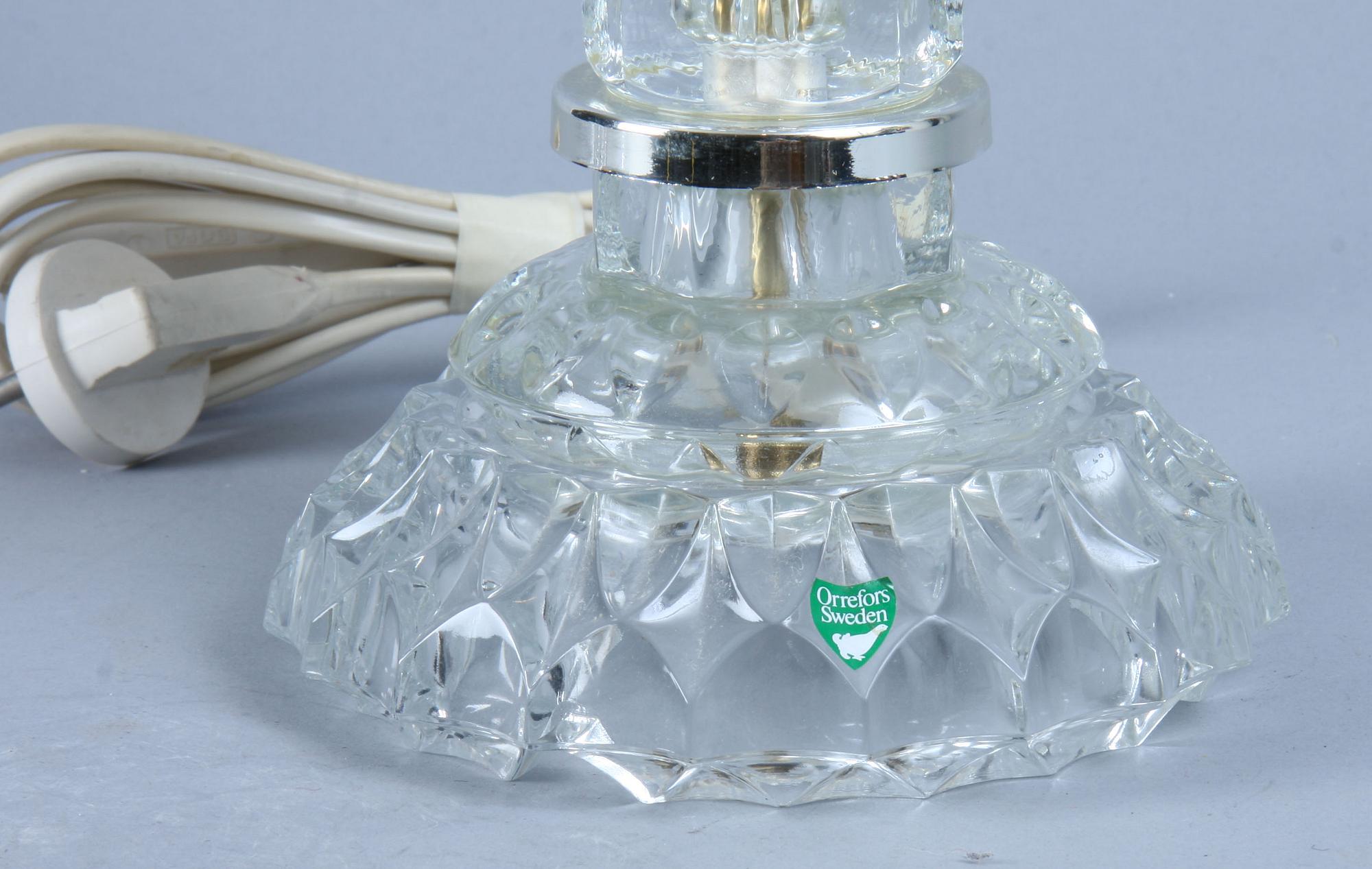 BORDSLAMPA, glas, Orrefors, etikettmärkt.