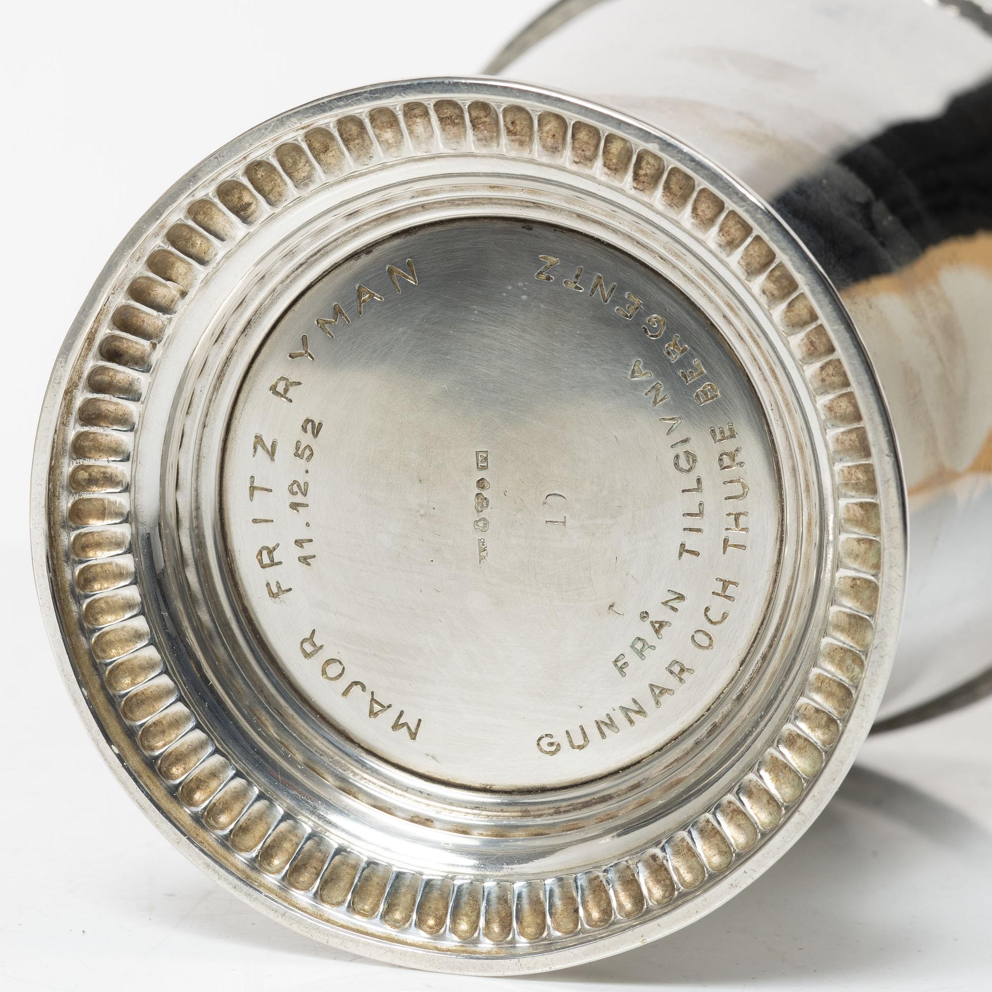 Bägare, 2 st, silver, bl.a. I. Sundström, Stockholm 1917.