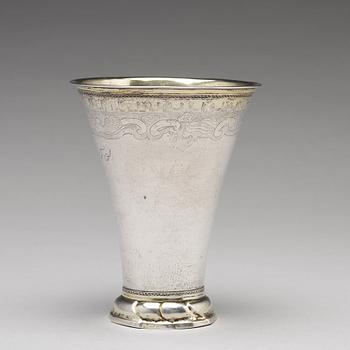 A Swedish 18th century parcel-gilt silver beaker, mark of Henrik Wittkopf, Stockholm 1761.