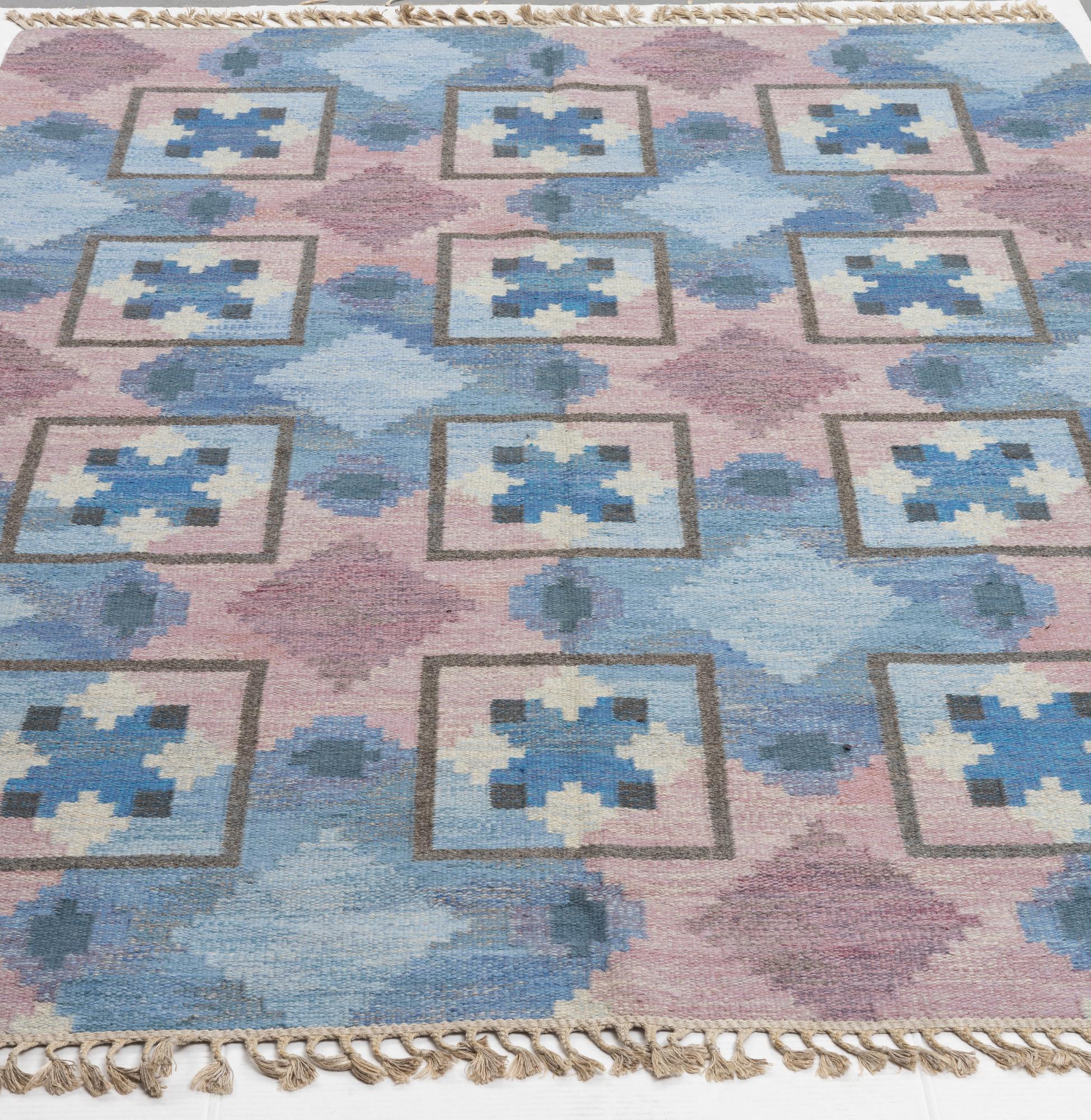 Judith Johansson, carpet, flat weave, "Stjärnöga", ca 259 x 196 cm, signed JJ.