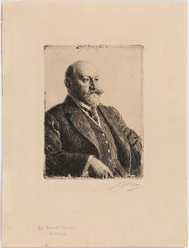 Anders Zorn · ANDERS ZORN etsning, "Sir Ernest Cassel", signerad i blyerts, signerad och daterad 1909 i plåten.