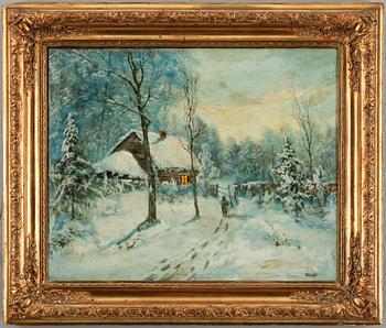 OKÄND KONSTNÄR, olja på duk, bär otydlig signatur.