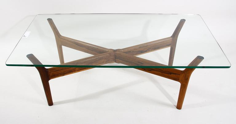 SOFFBORD, glas och teak. 1950/60-tal.