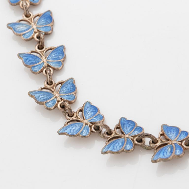 Collier, Volmer Bahner, sterlingsilver och blå emalj, Danmark.