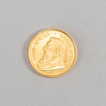 GULDMYNT, finguld, 1/2 Krugerrand, 1/2 oz, Sydafrika, 1985. Vikt ca 16 gram.