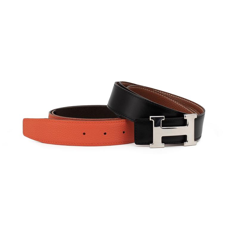 HERMÈS, a reversible leather belt.