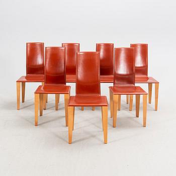 A set of seven Italian leather chairs later part of the 20th century.